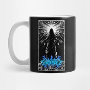 God is Love Redeemer  death metal design (Blue) Mug